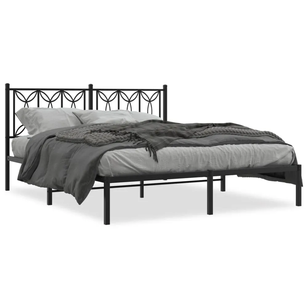 Estrutura de cama em metálico com cabeceira 150x200 cm preto