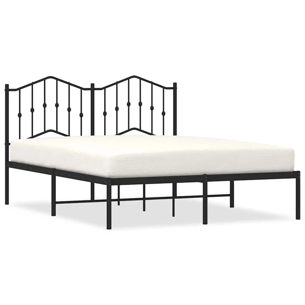 Estrutura de cama em metálico com cabeceira 150x200 cm preto