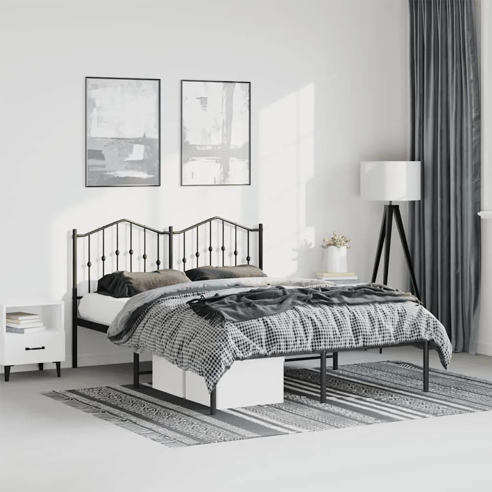 Estrutura de cama em metálico com cabeceira 150x200 cm preto
