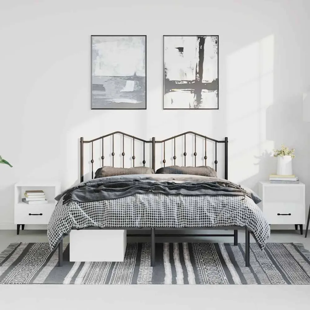 Estrutura de cama em metálico com cabeceira 150x200 cm preto
