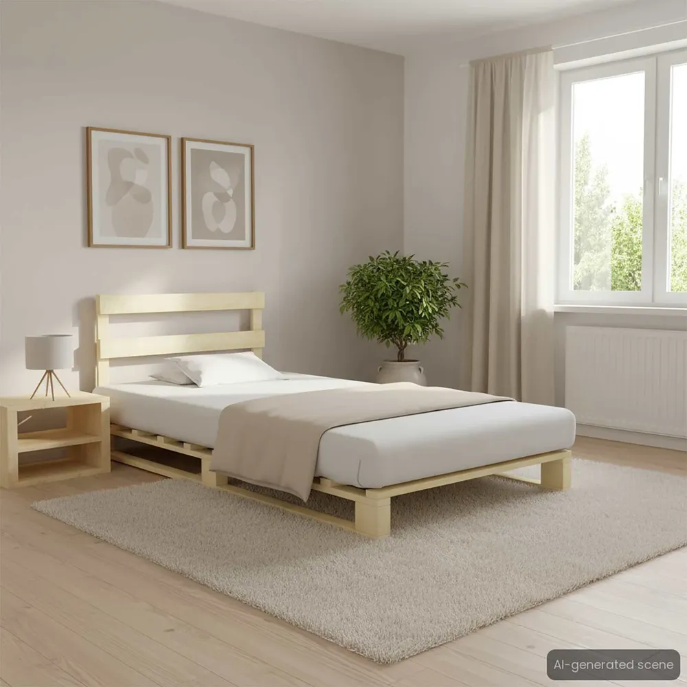 Estrutura de cama em paletes pinho maciço 100x200 cm