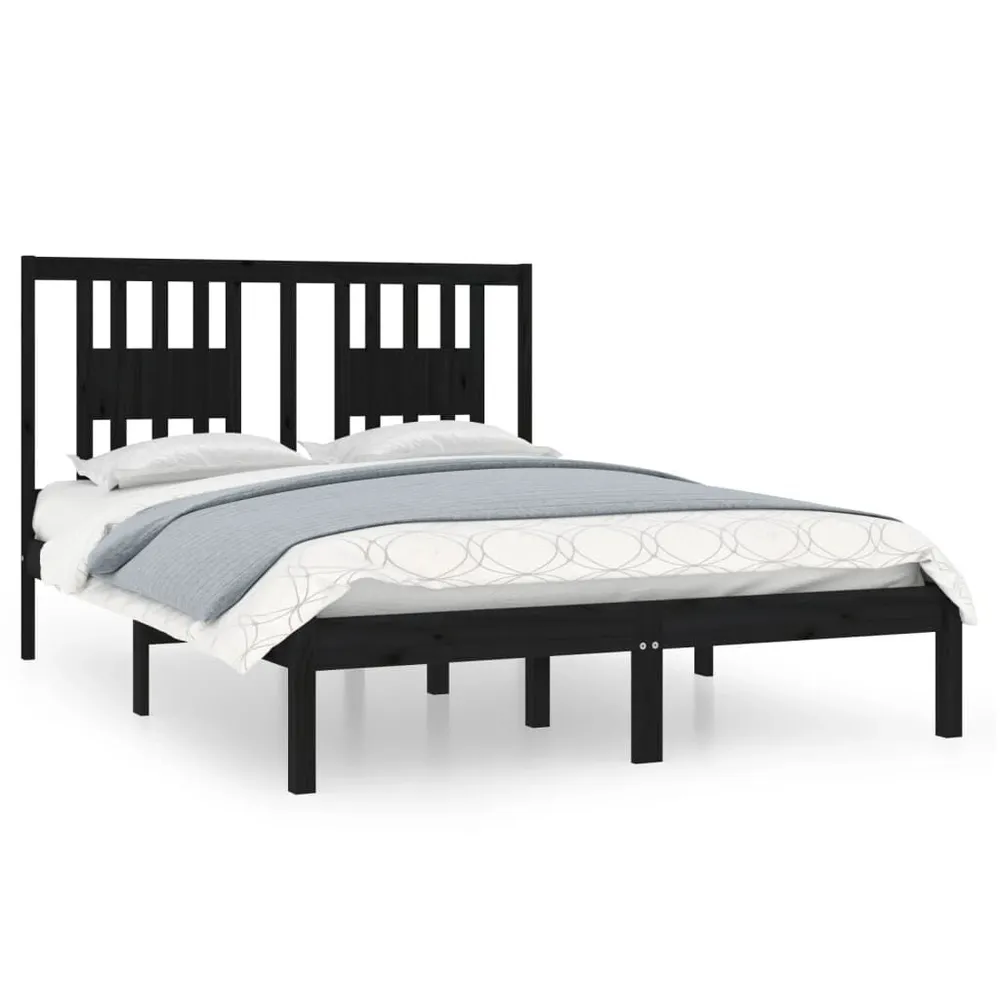 Estrutura cama pequena casal 120x190 cm pinho maciço preto