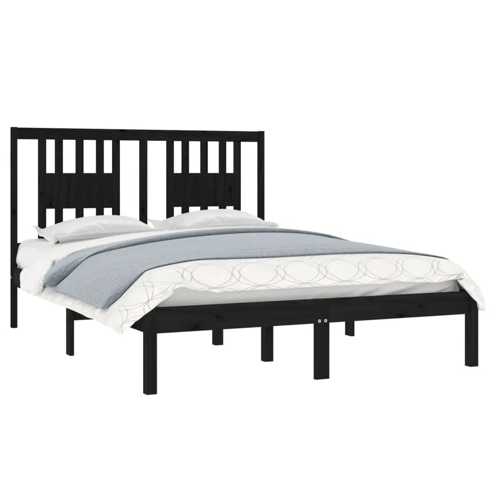 Estrutura cama pequena casal 120x190 cm pinho maciço preto