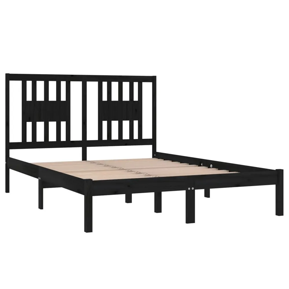 Estrutura cama pequena casal 120x190 cm pinho maciço preto
