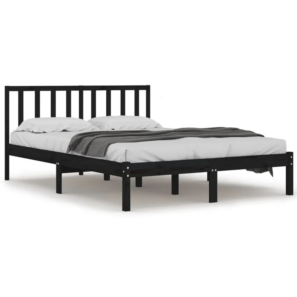 Estrutura de cama pequena casal 120x190 cm pinho maciço preto