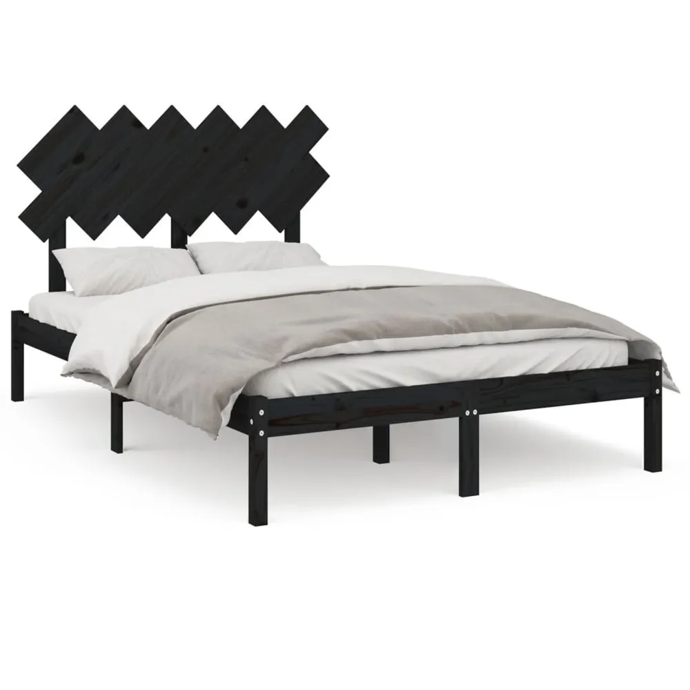 Estrutura cama pequena casal 120x190 cm pinho maciço preto