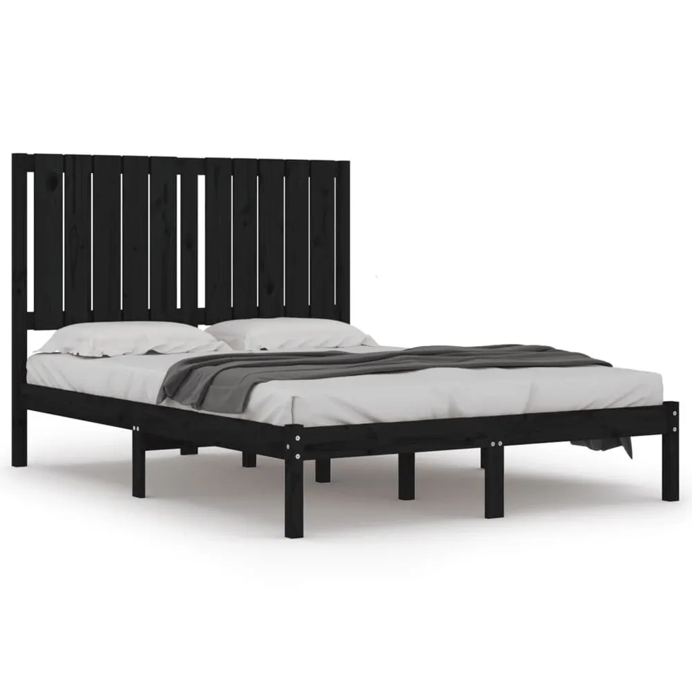 Estrutura cama pequena casal 120x190 cm pinho maciço preto