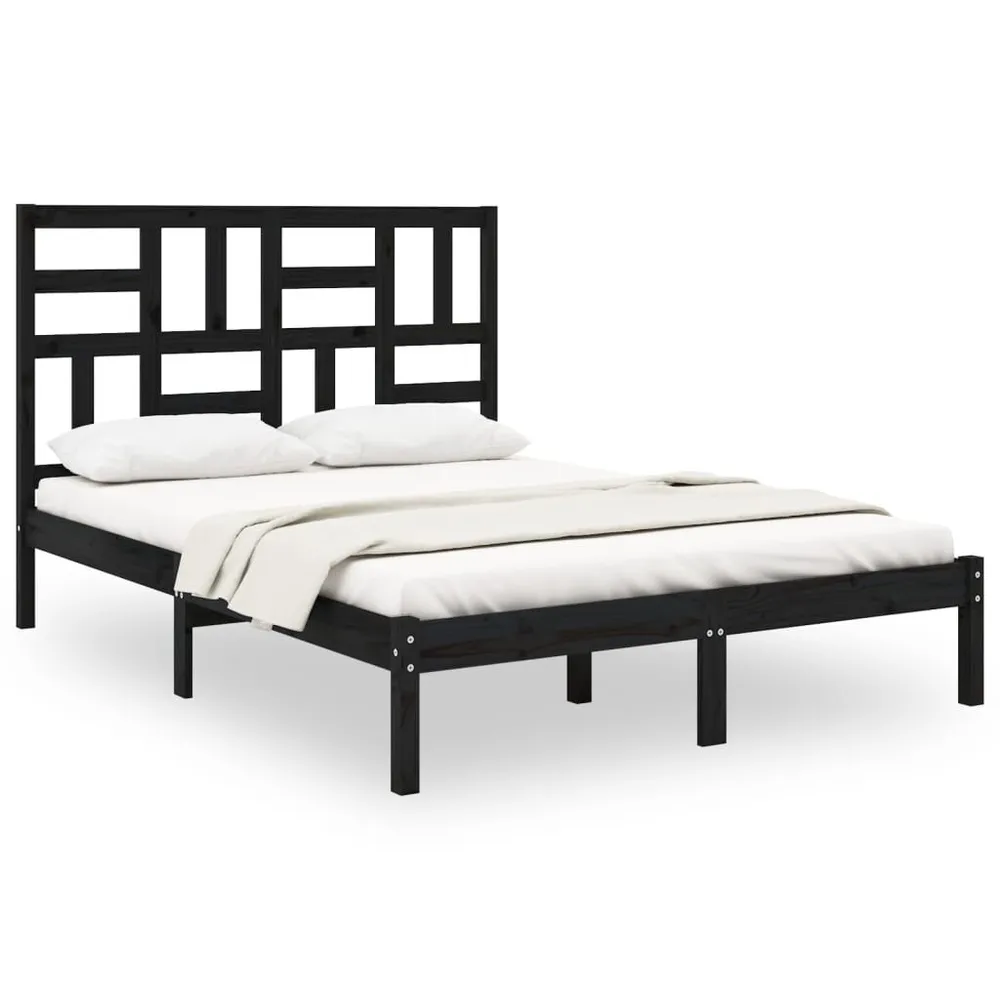 Estrutura cama pequena casal 120x190 cm pinho maciço preto