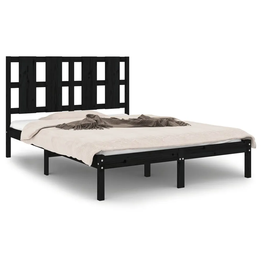 Estrutura cama pequena casal 120x190 cm pinho maciço preto