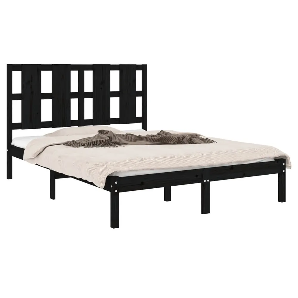 Estrutura cama pequena casal 120x190 cm pinho maciço preto