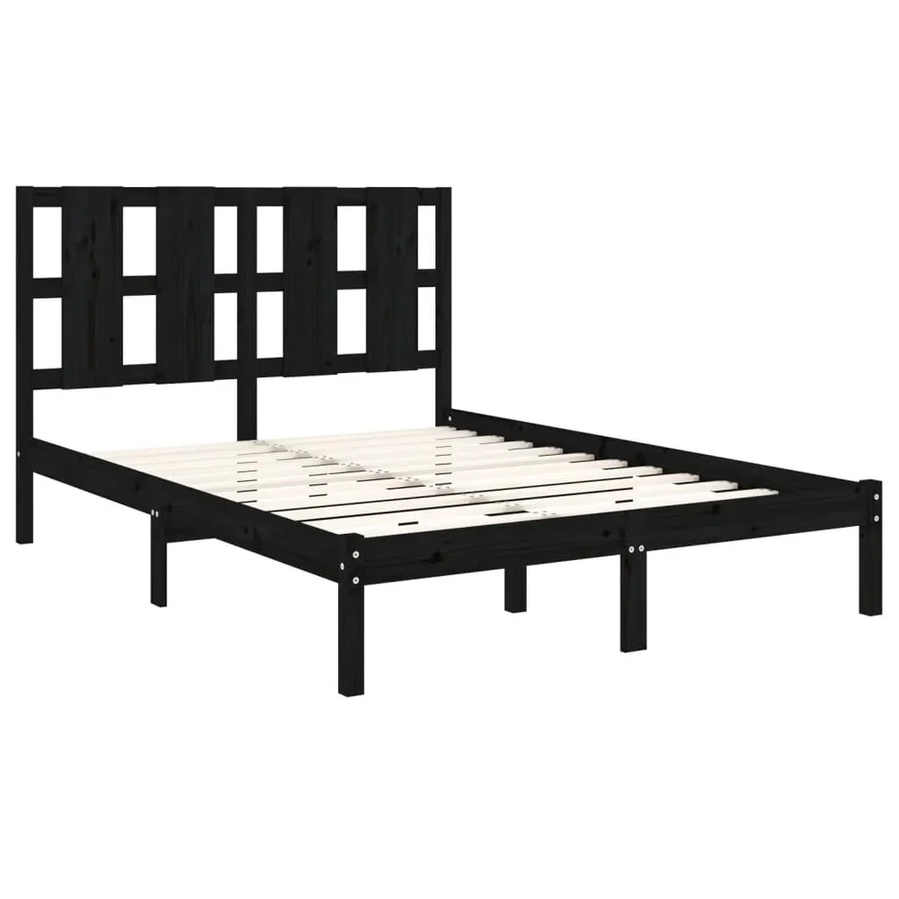 Estrutura cama pequena casal 120x190 cm pinho maciço preto