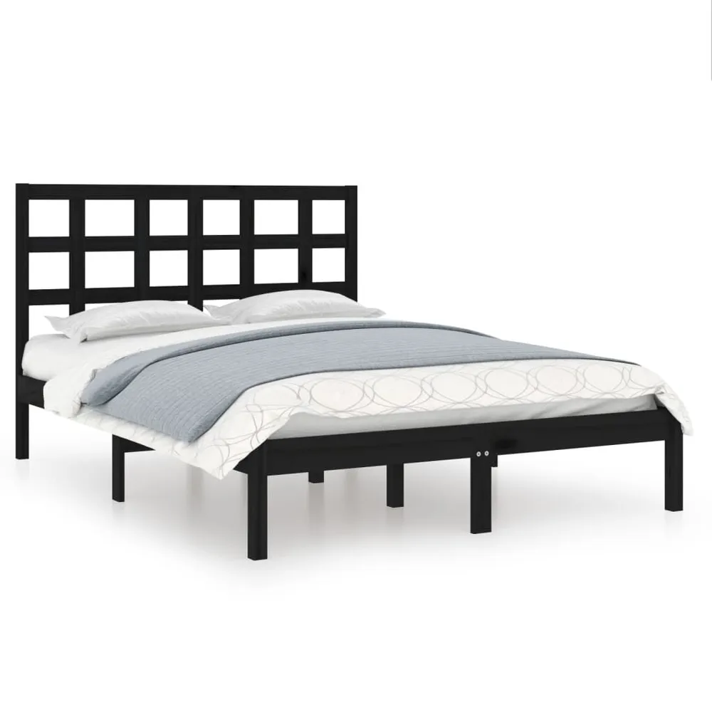 Estrutura cama pequena casal 120x190 cm pinho maciço preto