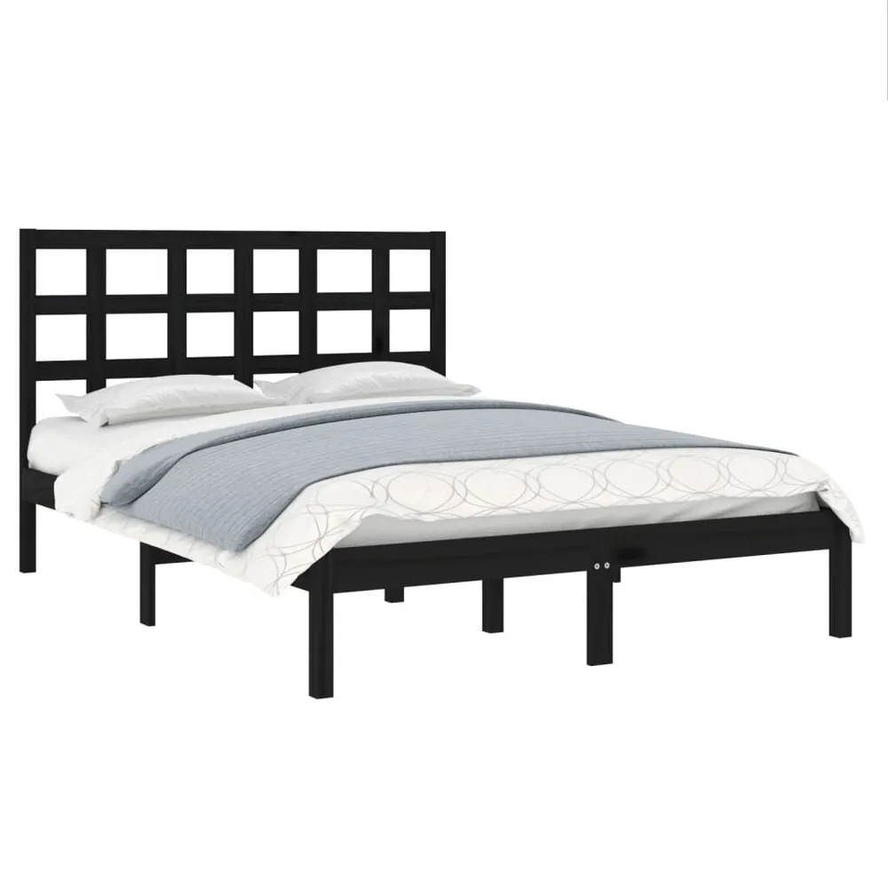 Estrutura cama pequena casal 120x190 cm pinho maciço preto
