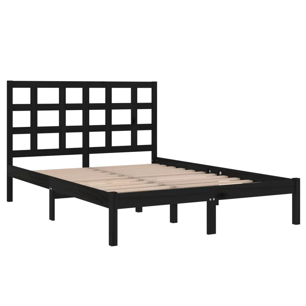 Estrutura cama pequena casal 120x190 cm pinho maciço preto