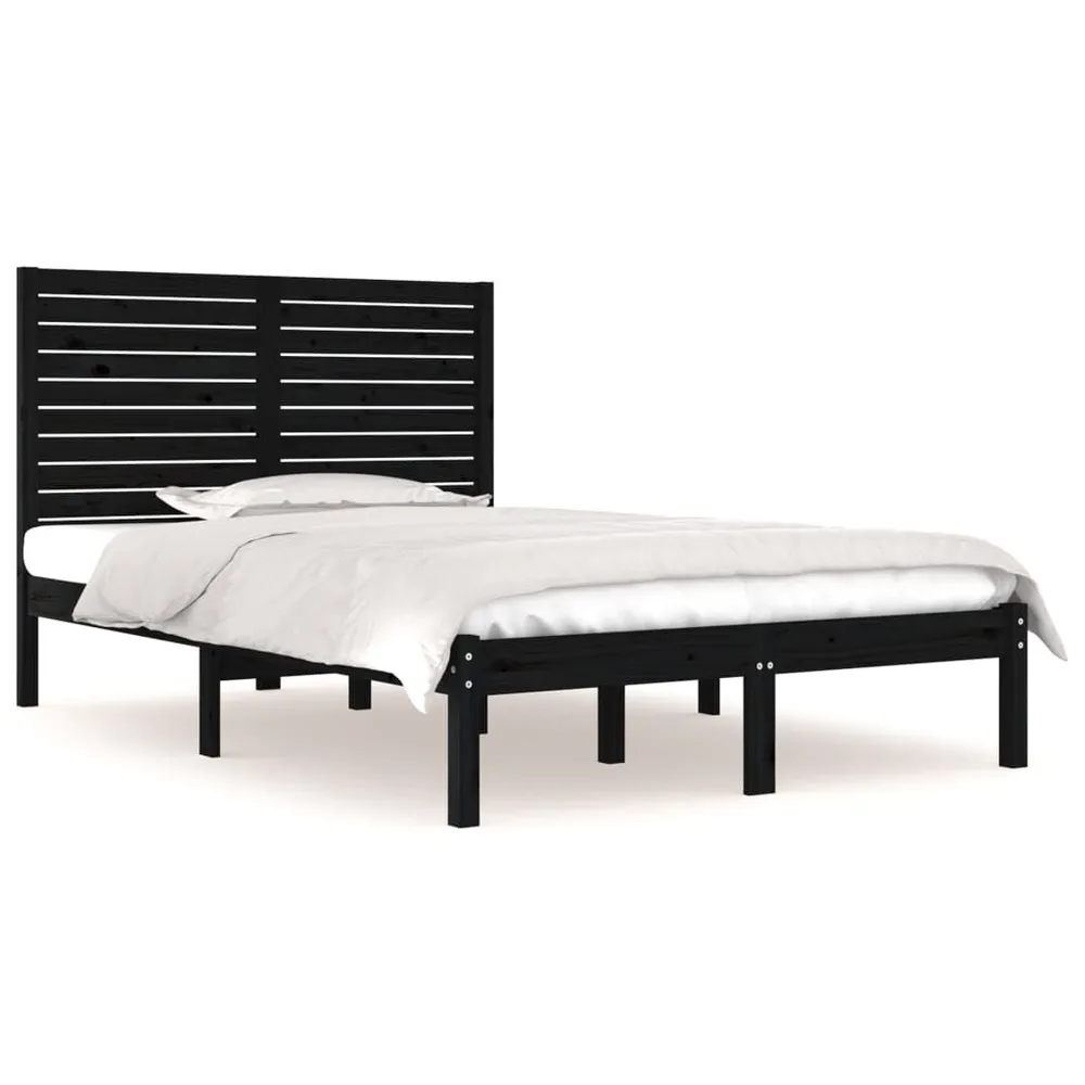 Estrutura cama pequena casal 120x190 cm pinho maciço preto