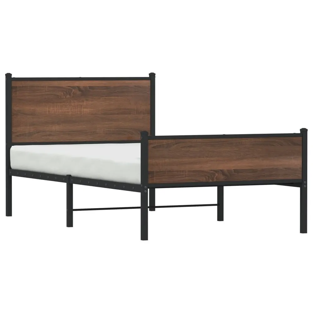 Estrutura de cama sem colchão 107x203cm metálico carvalho castanho