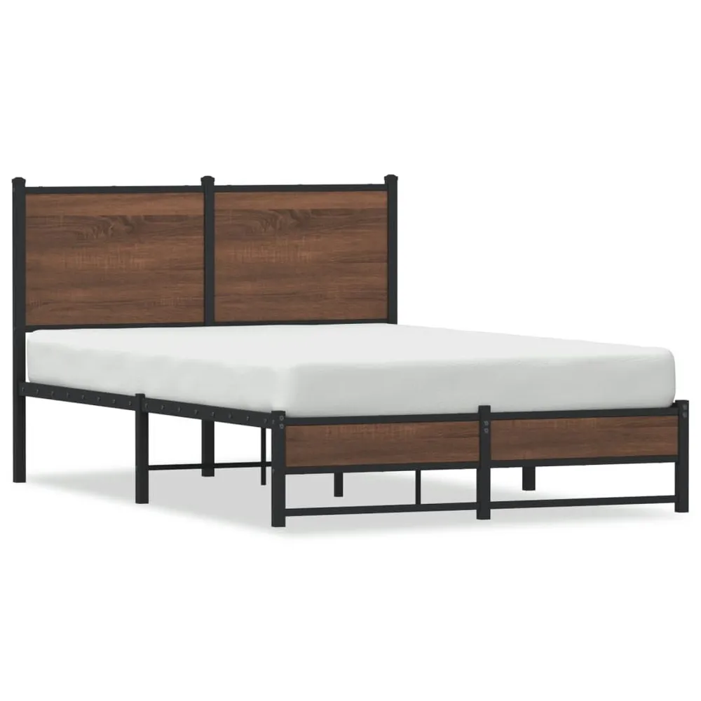 Estrutura de cama sem colchão 120x190cm metálico carvalho castanho