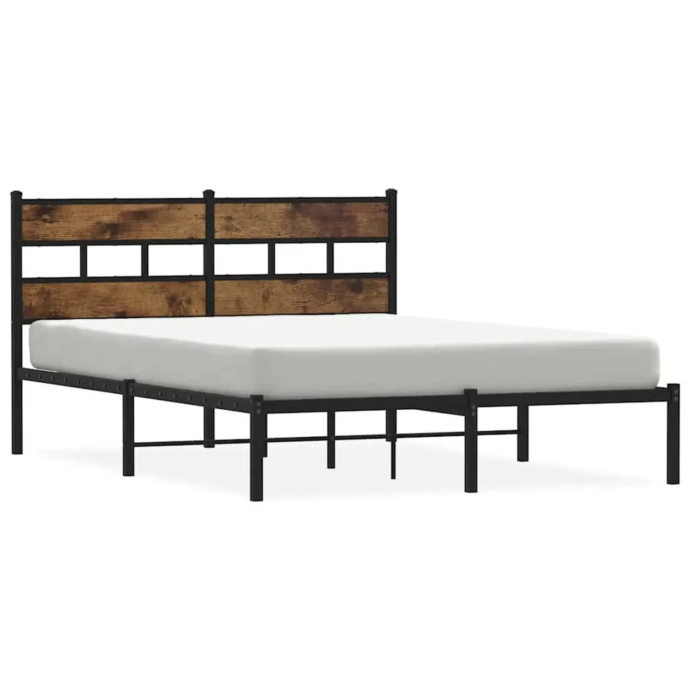 Estrutura de cama sem colchão 140x190 cm metálico carvalho fumado