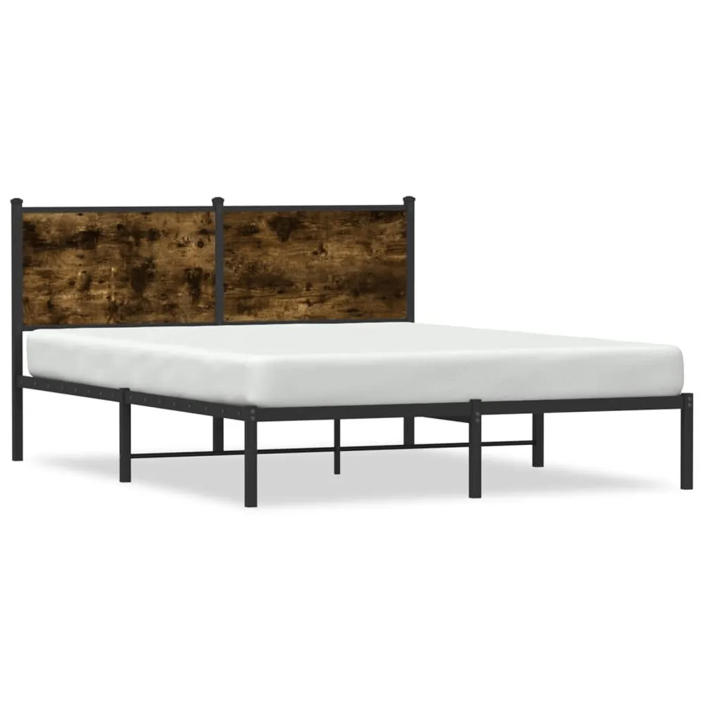 Estrutura de cama sem colchão 140x190 cm metálico carvalho fumado
