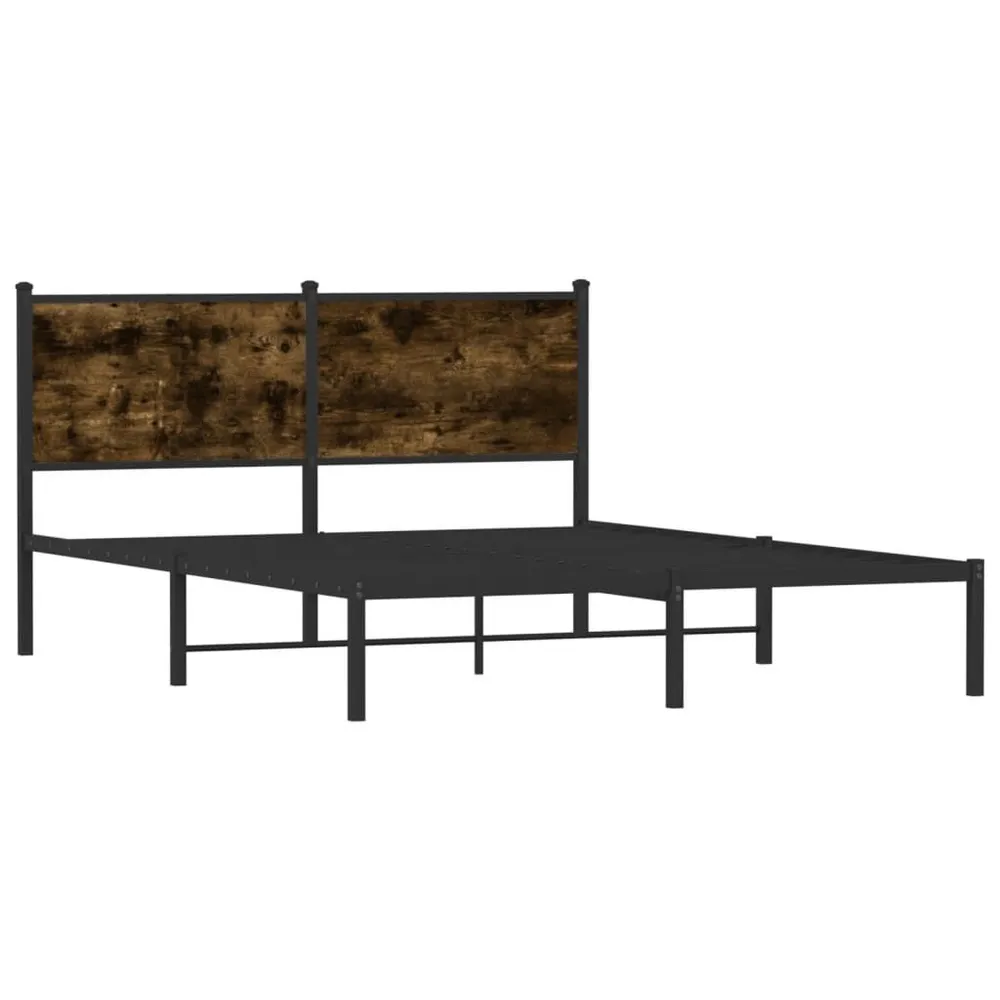 Estrutura de cama sem colchão 140x190 cm metálico carvalho fumado
