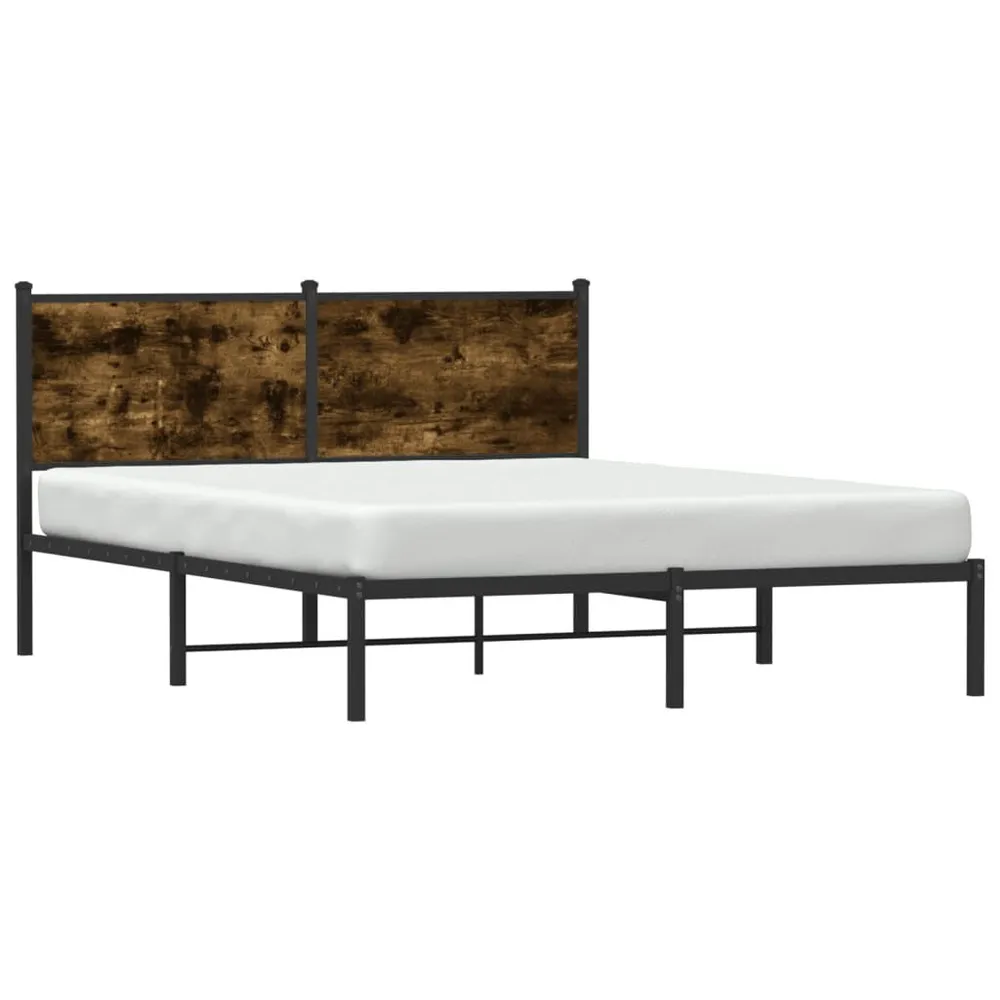 Estrutura de cama sem colchão 140x190 cm metálico carvalho fumado