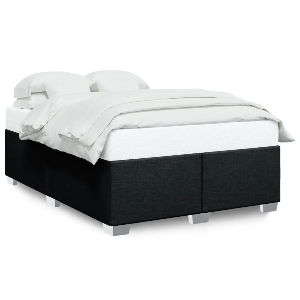 Estrutura de cama sem colchão 140x190 cm tecido preto