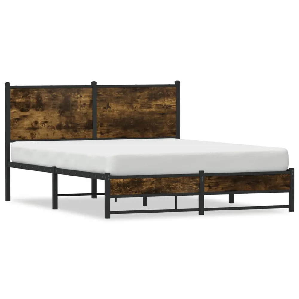 Estrutura de cama sem colchão 140x200 cm metálico carvalho fumado