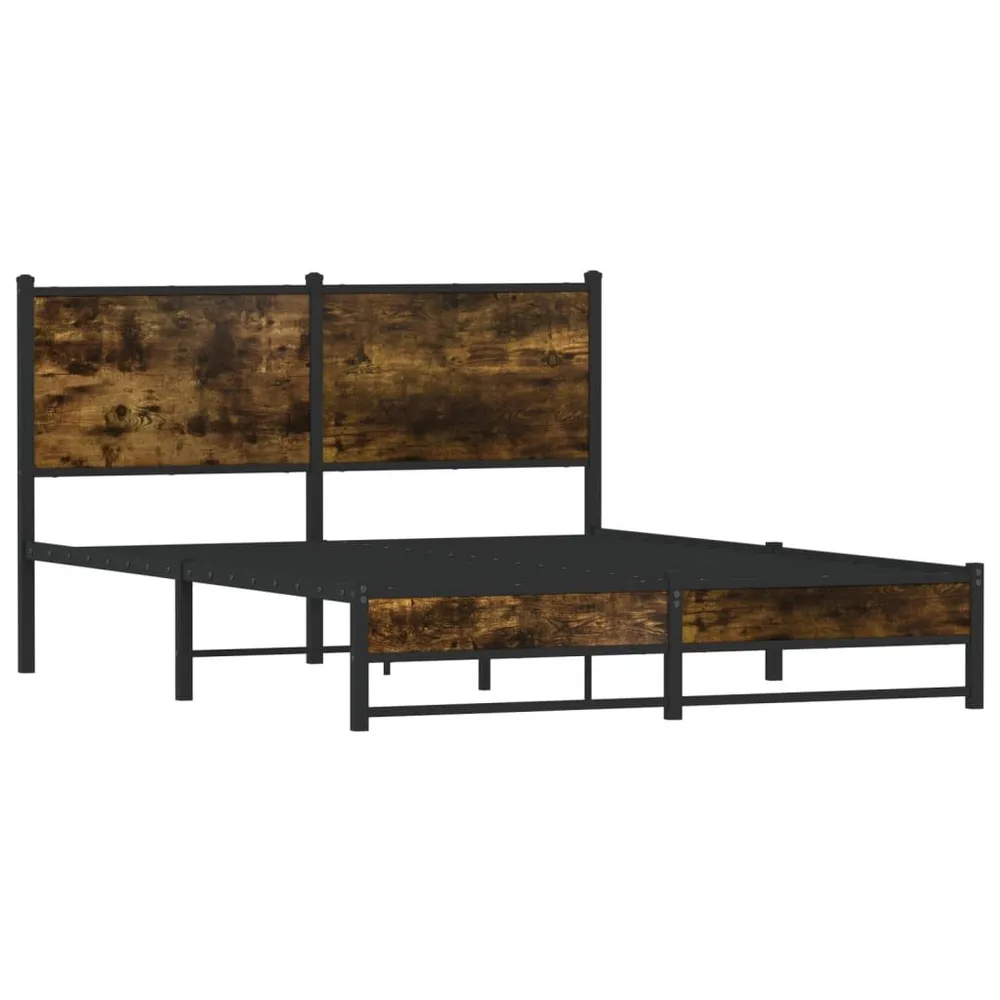 Estrutura de cama sem colchão 140x200 cm metálico carvalho fumado