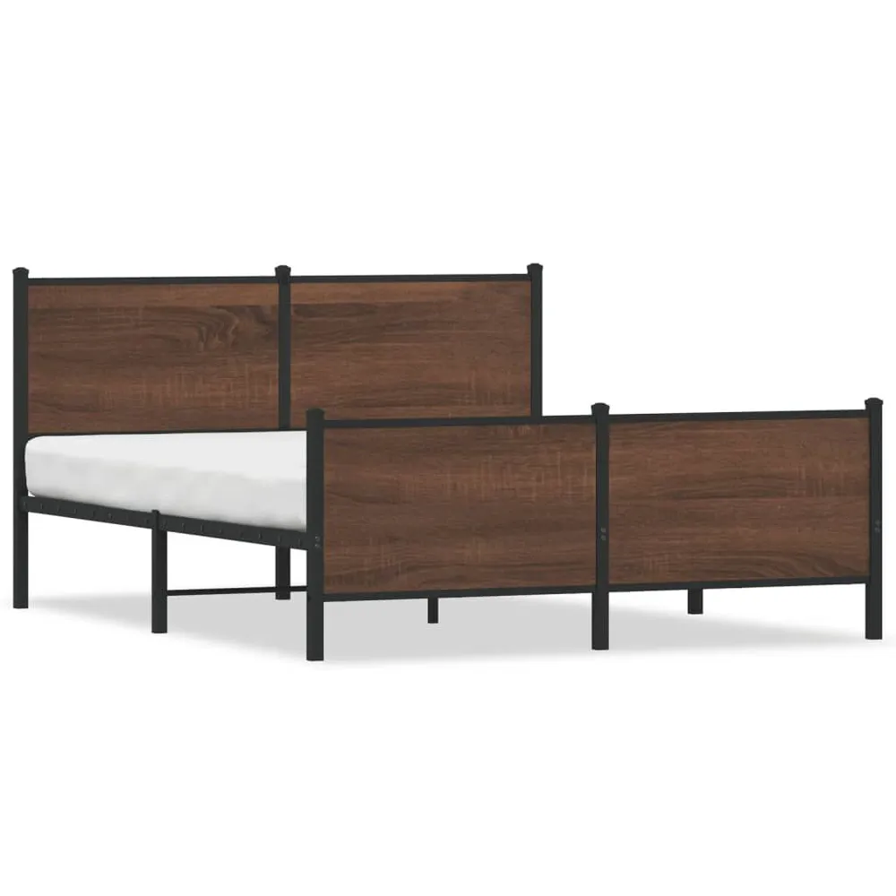 Estrutura de cama sem colchão 140x200cm metálico carvalho castanho