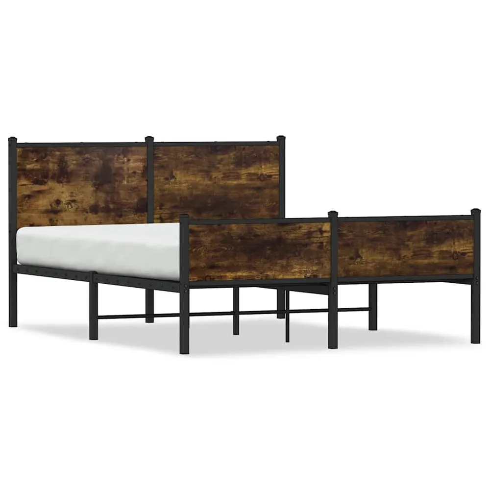 Estrutura de cama sem colchão 150x200 cm metálico carvalho fumado