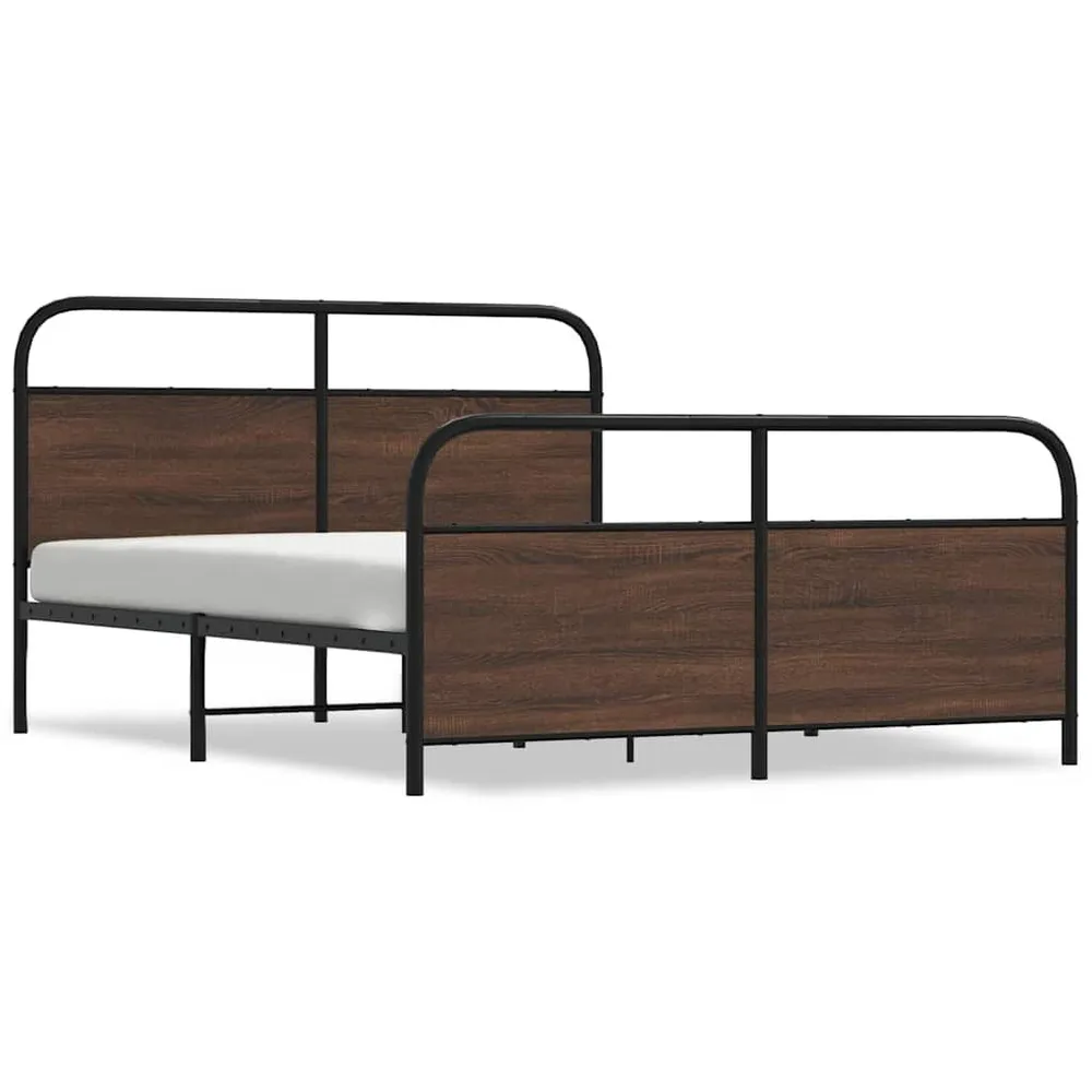 Estrutura cama sem colchão 150x200cm metálico carvalho castanho