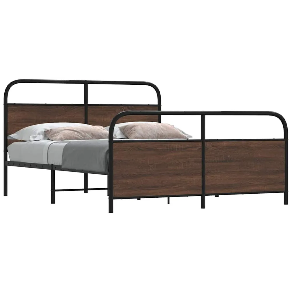 Estrutura cama sem colchão 150x200cm metálico carvalho castanho