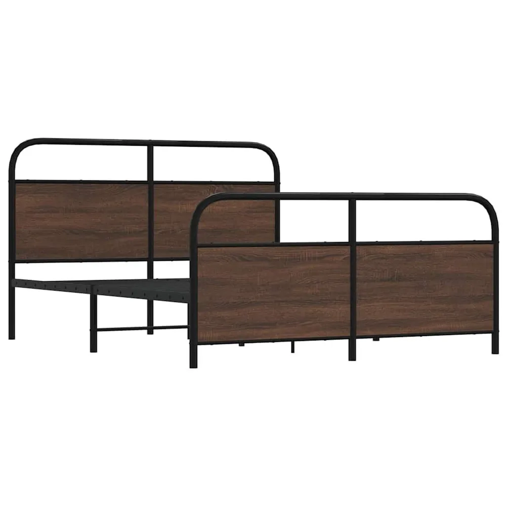 Estrutura cama sem colchão 150x200cm metálico carvalho castanho