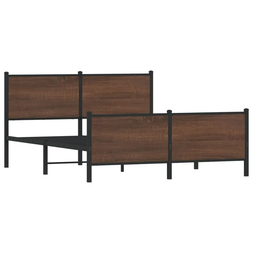 Estrutura cama sem colchão 160x200 cm metálico carvalho castanho