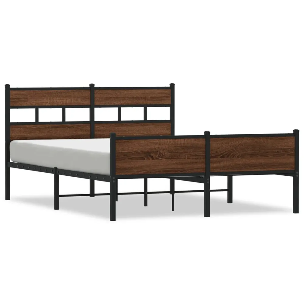 Estrutura cama sem colchão 160x200 cm metálico carvalho castanho