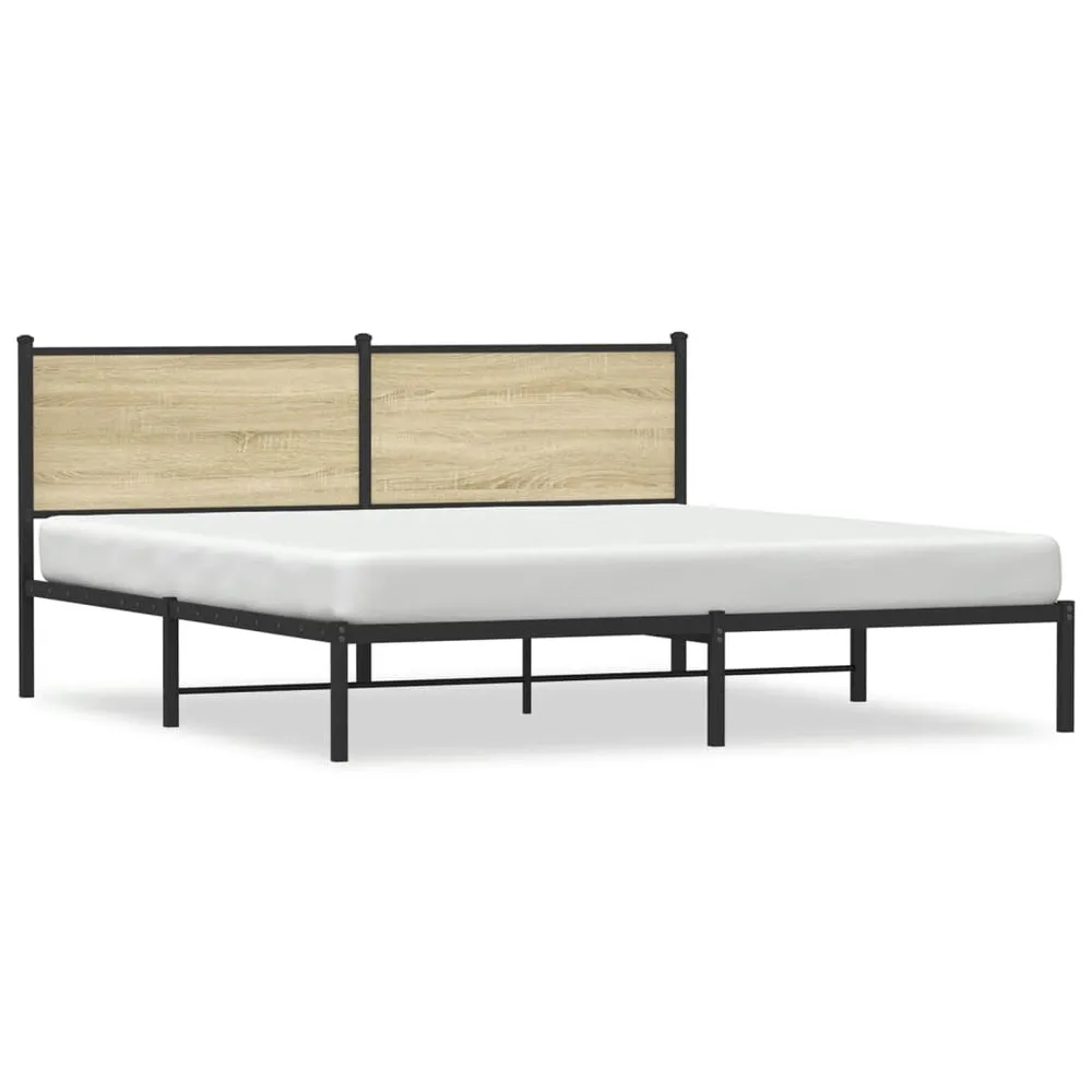 Estrutura de cama sem colchão 160x200cm metálico carvalho sonoma