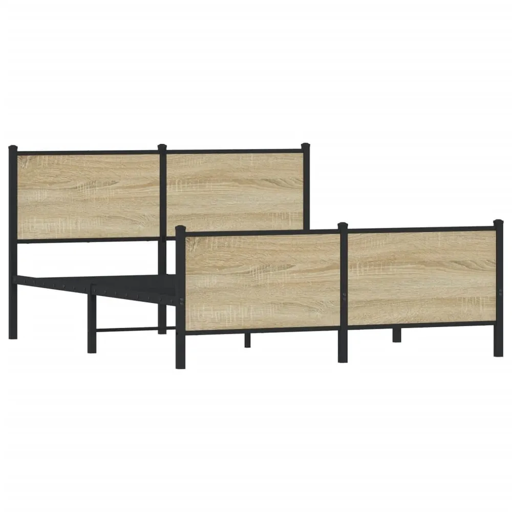 Estrutura de cama sem colchão 160x200cm metálico carvalho sonoma