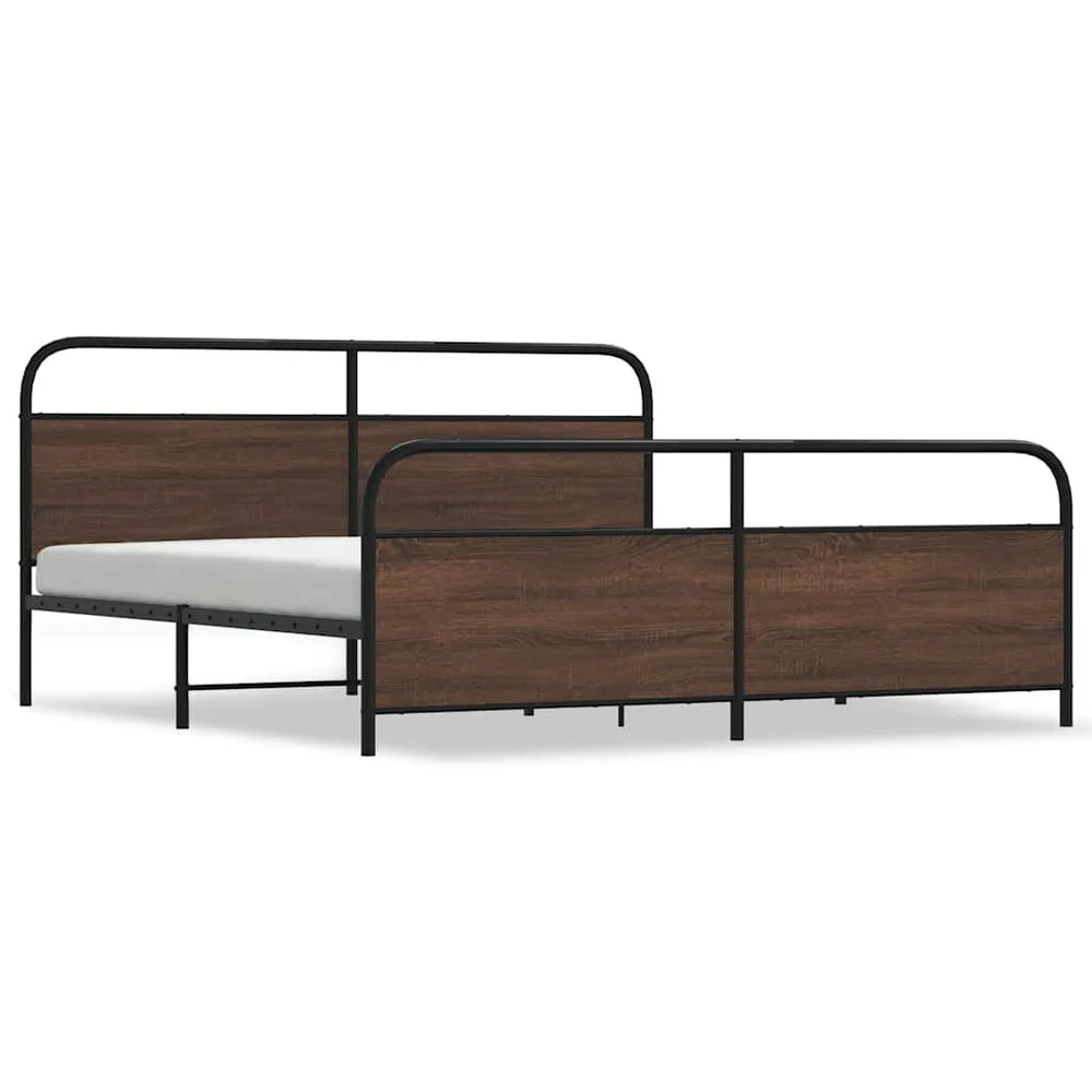 Estrutura cama sem colchão 180x200 cm metálico carvalho castanho
