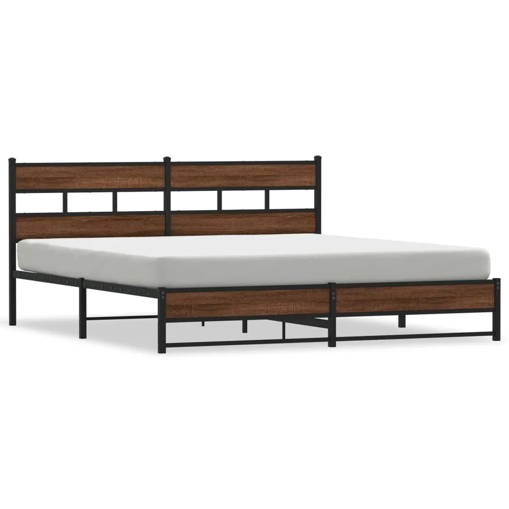 Estrutura cama sem colchão 180x200 cm metálico carvalho castanho