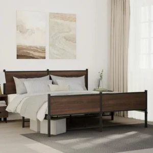 Estrutura cama sem colchão 180x200 cm metálico carvalho castanho