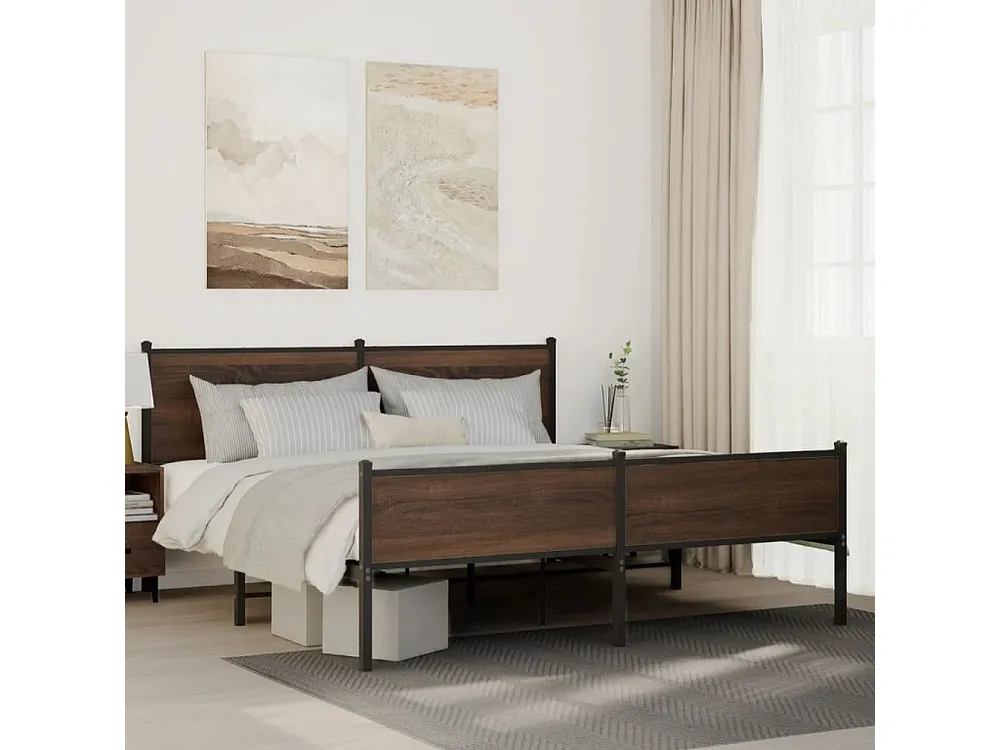 Estrutura cama sem colchão 180x200 cm metálico carvalho castanho