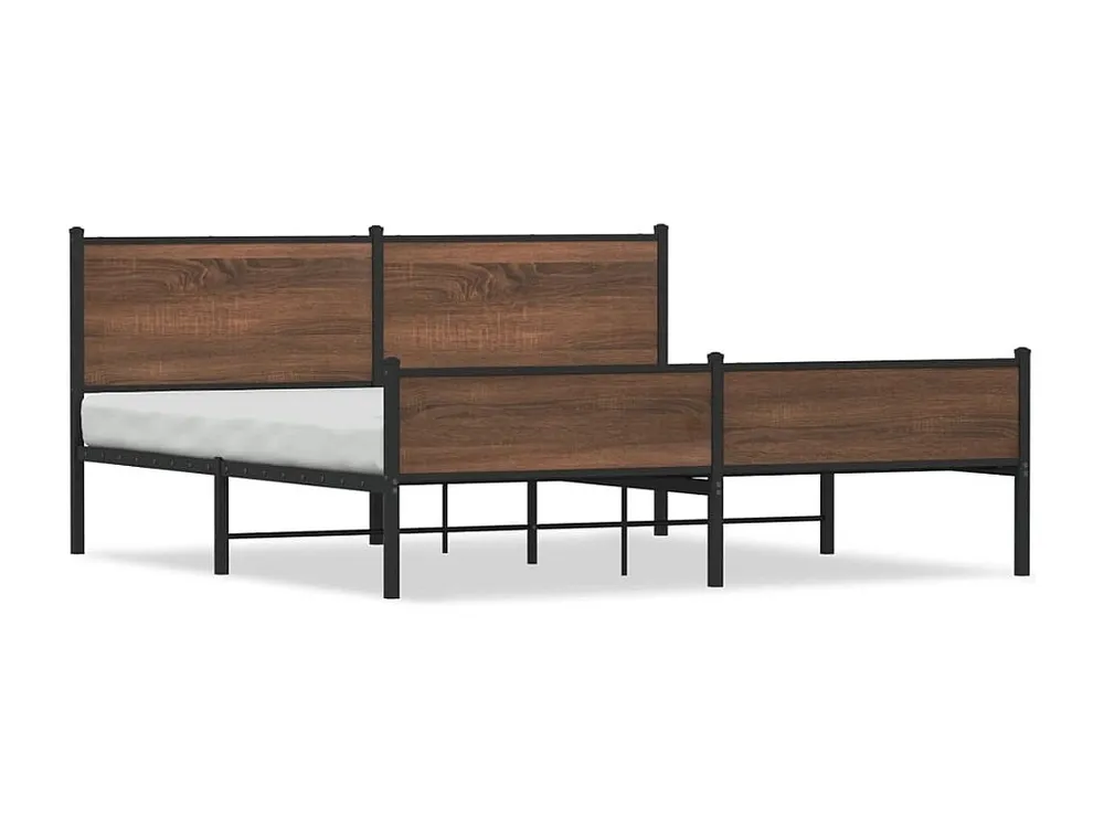 Estrutura cama sem colchão 180x200 cm metálico carvalho castanho