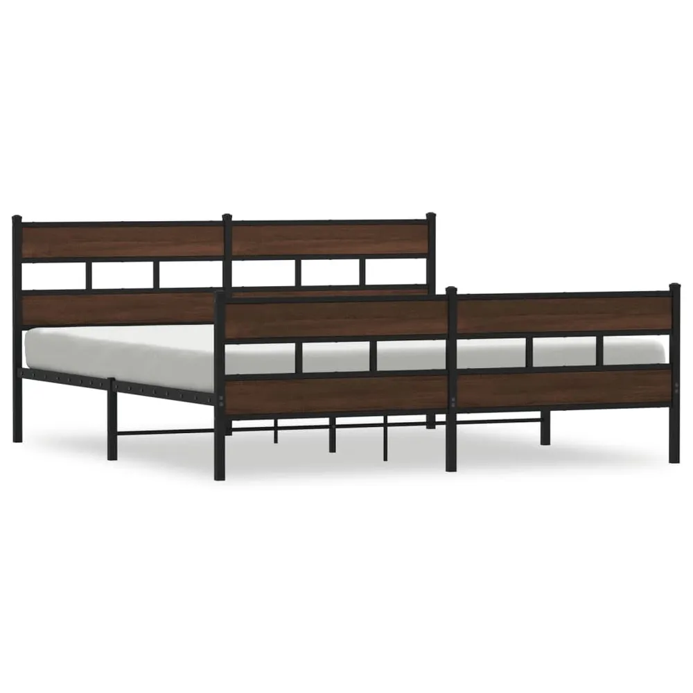 Estrutura cama sem colchão 180x200 cm metálico carvalho castanho