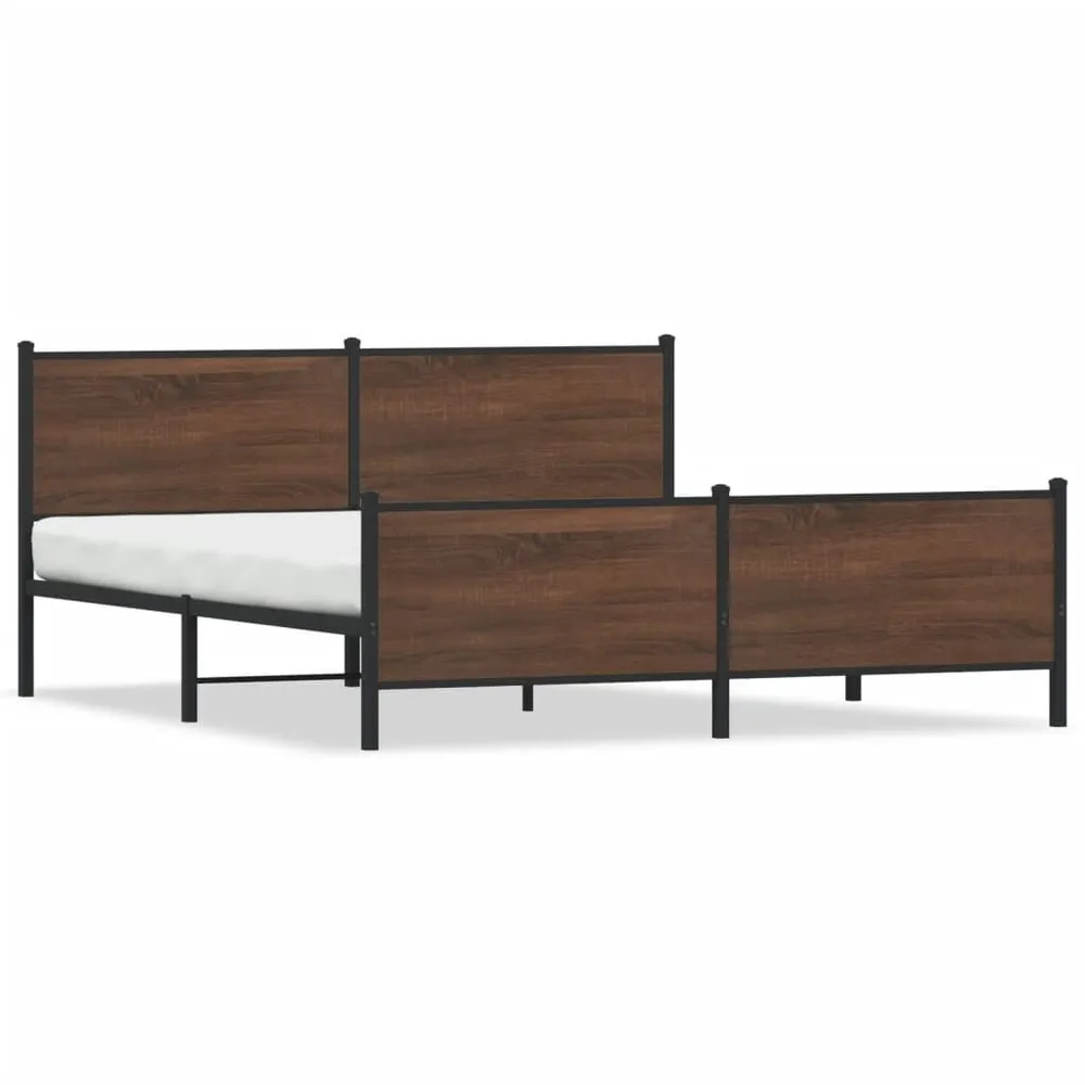 Estrutura cama sem colchão 183x213 cm metálico carvalho castanho