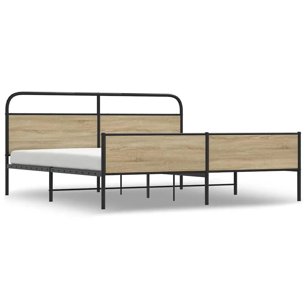 Estrutura de cama sem colchão 183x213cm metálico carvalho fumado