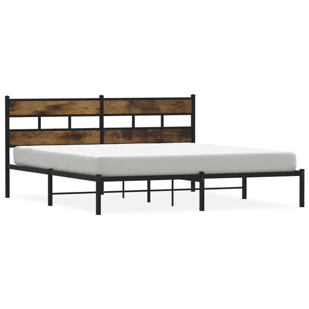 Estrutura de cama sem colchão 183x213cm metálico carvalho fumado
