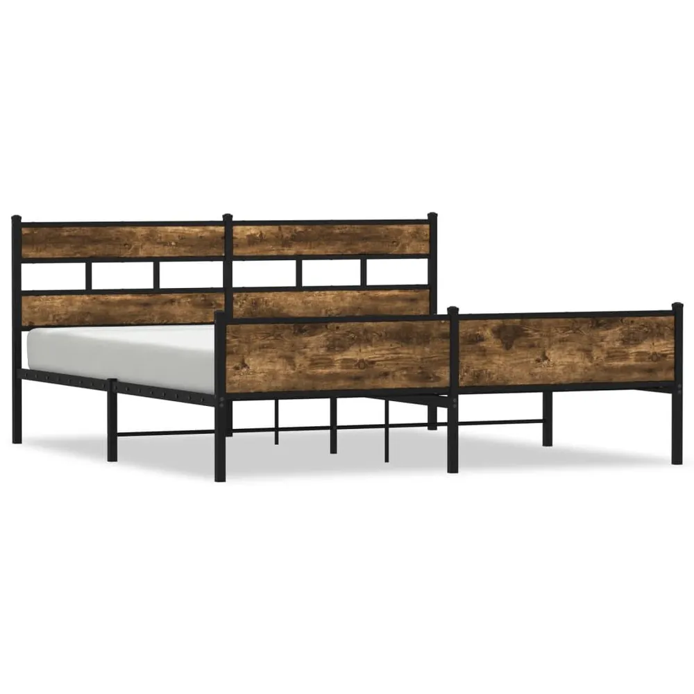 Estrutura de cama sem colchão 183x213cm metálico carvalho fumado