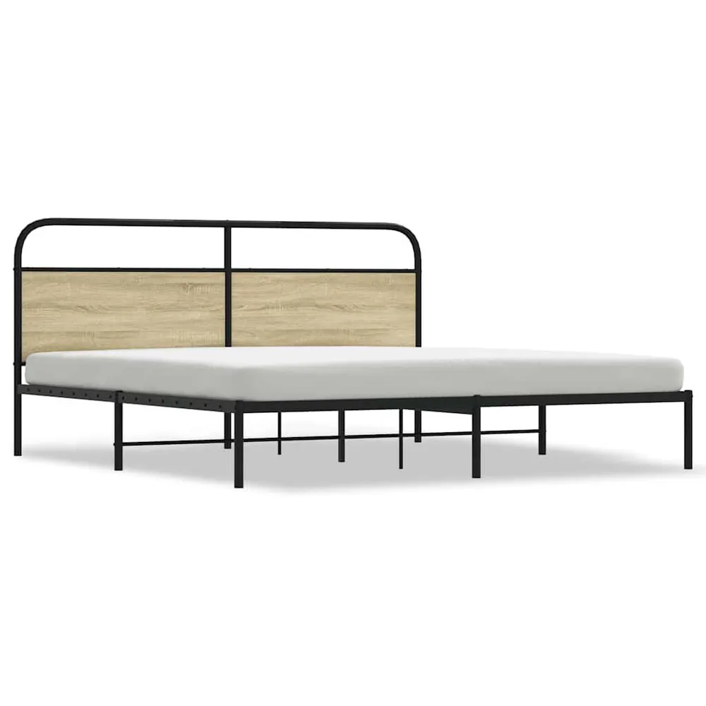 Estrutura de cama sem colchão 183x213cm metálico carvalho sonoma