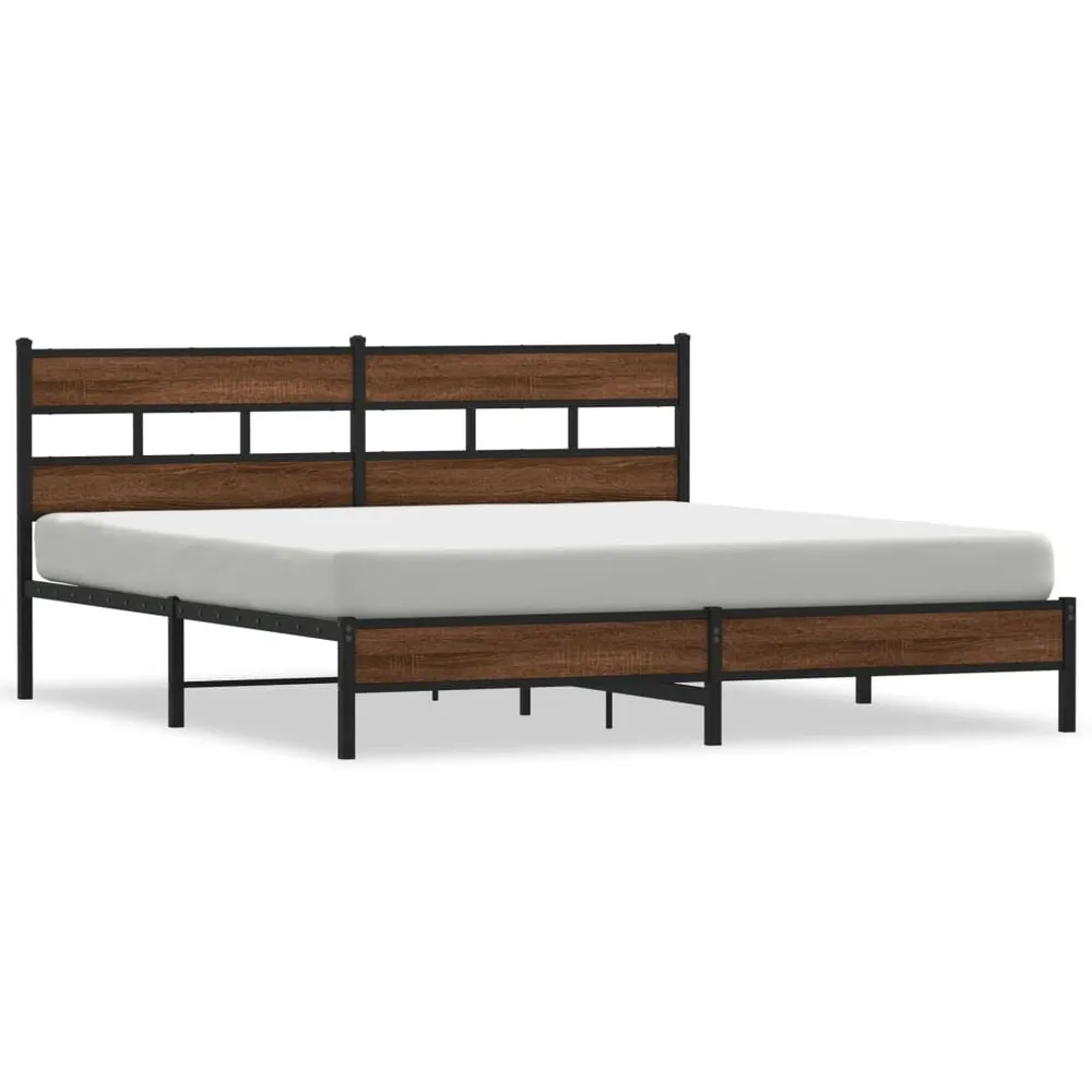 Estrutura cama sem colchão 193x203 cm metálico carvalho castanho