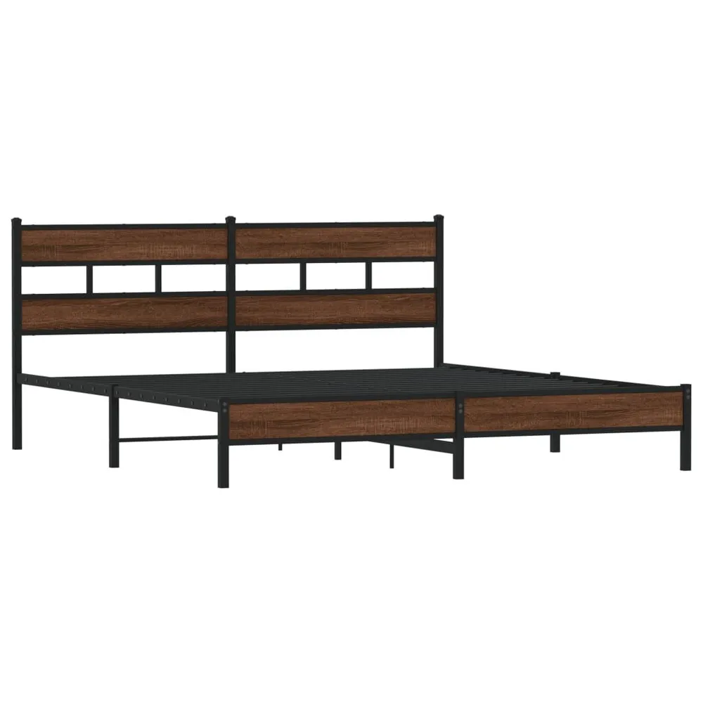 Estrutura cama sem colchão 193x203 cm metálico carvalho castanho